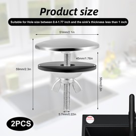 2 Pack 2 Inch Stainless Steel Kitchen Sink Hole Cover,Leakproof Faucet Hole Plug Countertop Hole Cover,Universal Fit for Sink Caps(Brushed Silver)