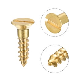 sourcing map Pack of 50 Wood Screws M4 x 16 mm Flat Head Brass Slotted