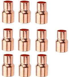 EZ-FLUID Plumbing 3/4" X 1/2" C X C Copper Reducer Coupling, LF Pressure Reducing Copper Coupling Fittings With Stop,Sweat Solder Copper Pipe Connection for Residential,Commercial. (10 Pack)