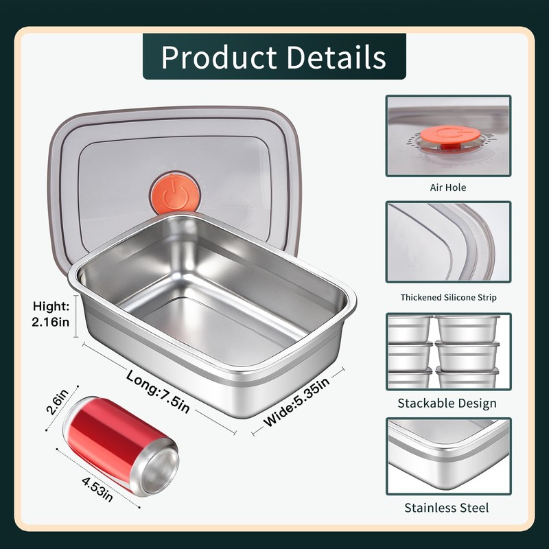 GIUOIDUO 10 Pack Stainless Steel Food Storage Containers with Leak-Proof