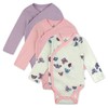 HonestBaby 3-pack Long Sleeve Side-snap Kimono Bodysuits Organic Cotton for