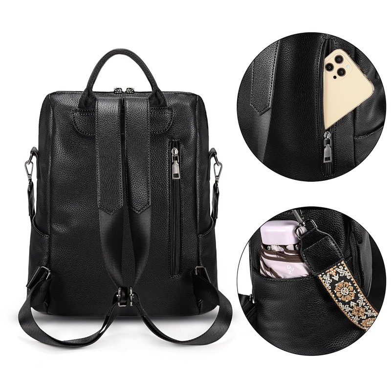 UTO Backpack Womens Ladies Rucksack Bags Double Zipper Side Pockets