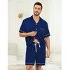 SWOMOG Mens Pajama Set Shorts Button Down Short Sleeve Sleepwear