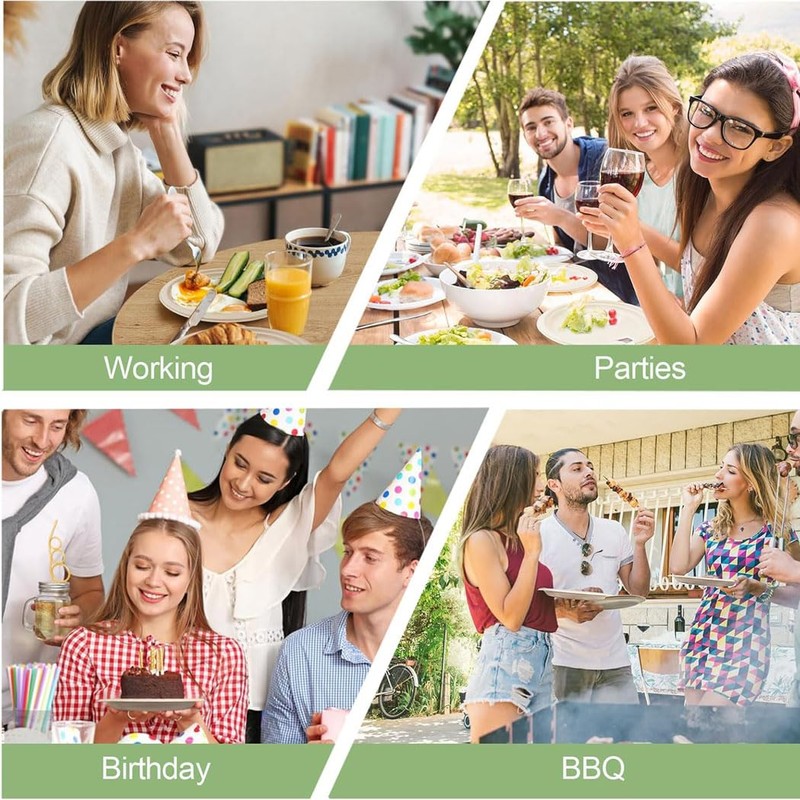 iDopick Compostable Paper Plates 9 Inch, 50 Pack Biodegradable Sugarcane