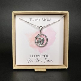 Zewar 925 silver sterling necklaces for women,Baby Bump Necklace, Baby Feet Pendant Necklace Expecting Mom Gifts for Pregnant Wife, First Time Moms,Pregnancy Gift for Baby Shower
