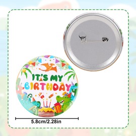 It’s My Birthday Button, Dinosaur Birthday Badge Brooch Cute Dinosaur Theme Badge Pin Party Decoration Supply for Girls Boys