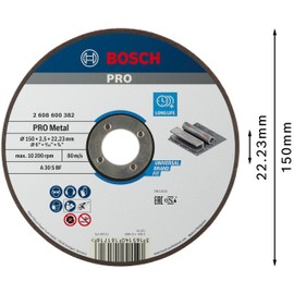 Bosch Professional Expert for Metal Straight Cutting Disc (Metal, Steel, A 30 S BF, Diameter 150 mm, 2.5 mm, Accessories Angle Grinder)