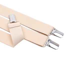 Action Ward Womens Suspenders – Y Back Style – 1" Width - Comfortably Adjustable Elastic Straps and Metal Clips (Cream)