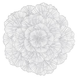 Round Silver Placemats Set of 12 Flower Tablemats Vinyl Place Mats Table Setting Kitchen Table Mats for Dining Table Holiday Wedding Decorative