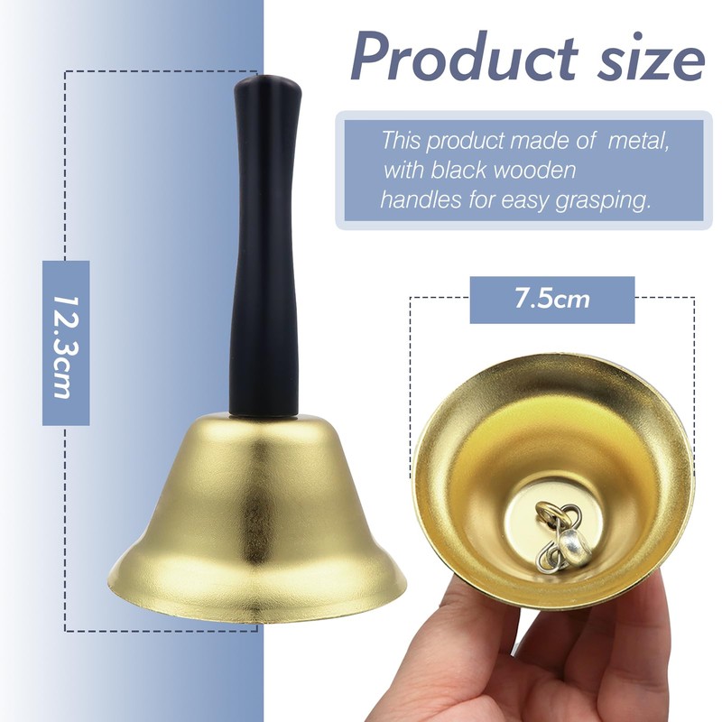 TOAOB Hand Bell Large Gold Hand Bell Reception Bell Christmas