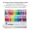 KINGART 400-50 Glitter Rollerball Gel Pens, 50 Sparkling Colors with