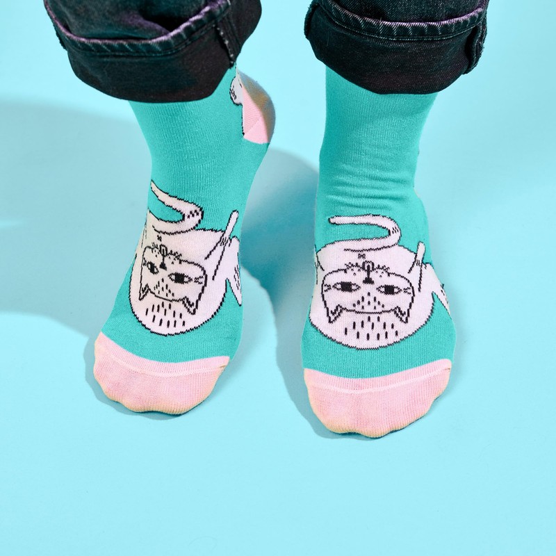 STRAYZ Cat Socks - Funny Colourful Cotton Socks - Gift