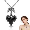 HEXORA - Collar Gótico Mujer Dije Corazón Negro con Cruz