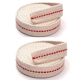 Light of Mine - Rollo de mecha plana de 1 pulgada 100% algodón de 6 pies para linternas a base de aceite de parafina o queroseno y lámparas de aceite con puntada roja auténtica, paquete de 2 unidades