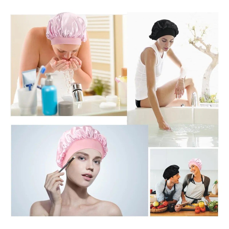 2 Gorros De Satín Método Curly Para Dormir Banda Ajustable