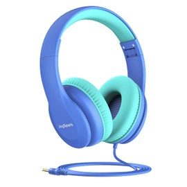 JoySpark Wired Headphones for Kids, 85dB Volume Limit, 3.5mm Kids Headphones with Cord, Adjustable, Stereo Sound Foldable Toddler headsets for School-Blue