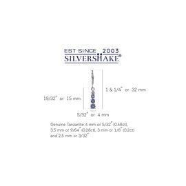 Silvershake Graduated Round Shape Gemstone White Gold Plated 925 Sterling Silver Leverback Dangle Earrings, Sterling Silver Gemstone Turquoise, Tanzanite