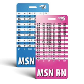 MSN RN Badge Buddy Pink/Blue Vertical Heavy Duty with Conversion Table Identification Card - by BadgeZoo