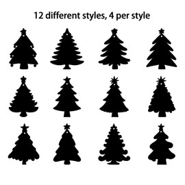 Qpout 48 PCS Christmas Scratch Art Paper, DIY Christmas Ornaments Crafts, Rainbow Christmas Scratch Cards, Christmas Party Favors Gifts, Christmas Tree Pattern