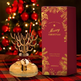 Aronica Christmas Tree Diffuser - Hollyberry Scent Reed Diffuser for Home, High End Red Classy Xmas Decorations Gifts, Holiday Cinnamon Vanilla Smell, Winter Essentials for Apartment
