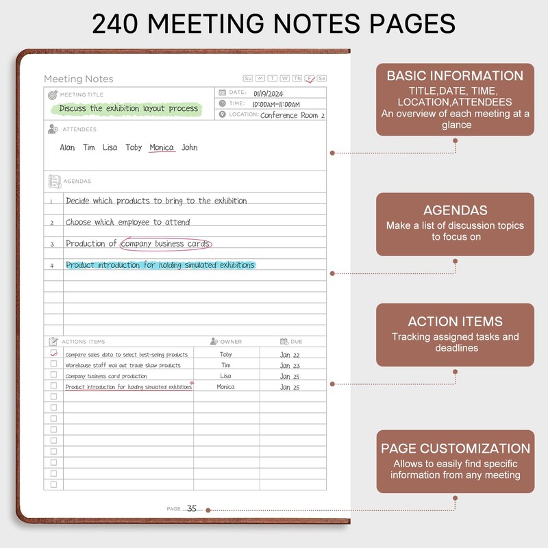 EMSHOI Meeting Notebook for Work with Action Items - 240