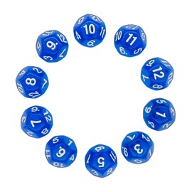 D12 Dice, 10 pcs Polyhedral Dices Set Clear 12 Sided Dices for DND MTG RPG Dungeons and Dragons Party Transparent Blue