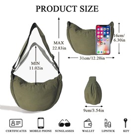 YingStar Women Dumpling Bags Women Men Crescent Bag Girl Cross Body Bag Half Mooon Bag Nylon Crossbody Bags Ladies Chest Bag Mini Shoulder Bag Women Crossbody Sling Bag Phone Bag Casual Hobo Bag