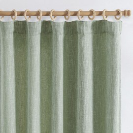 jinchan Burlap Look Curtains 108 Inches Long Linen Textured Curtains for Living Room Light Filtering Farmhouse Curtains Rod Pocket Window Curtain Panels for Bedroom 2 Panels Green Curtains