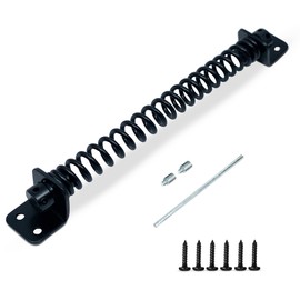 Gate Spring Closer for Wooden Gate Automatic Door Closer with Black Powder Coating Weather Resistant, Ideal for Outdoor Usage - 8'' Fittings Included