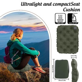 Kaket Inflatable Airplane Seat Cushion, Portable Travel Seat Cushion for Camping, Office Chair, and Long Sitting, Foldable and Lightweight seat Pad for Comfort and Pressure Relief (Olive Green)