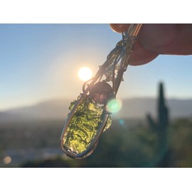 Genuine Moldavite Crystal with Super Seven Crystal Necklace Pendant Czech Republic Tektite Healing Stones Jewelry Graduation Gift M7G (sterling-silver herk sm)
