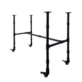 IFYISUN Industrial Pipe Table Leg Set with Casters,Black Rustic Metal Pipes for Coffee & End Tables, Desks,Vintage Furniture Legs,DIY Desk Legs(L 38x W18 x H 30")