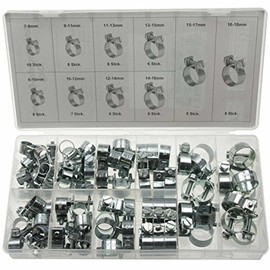 73 x Universal Mini Hose Clips Assortment Round Pull End Hose Clamp Set (with Storage Box)