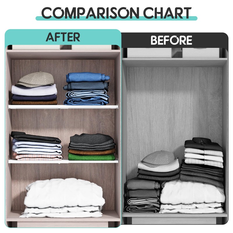 jkxoo Expandable Closet Tension Shelves Organizers, Heavy-Duty Metal Tension Shelf,