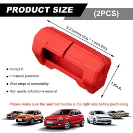 MUQIDA 2PCS Car Seat Belt Buckle Covers, Anti-Scratch Silicone Auto Seatbelt Buckle Protector, Universal Safety Belt Clip Cover Secure Buckle Guard Fits Most Vehicles, Car Accessories (Red)