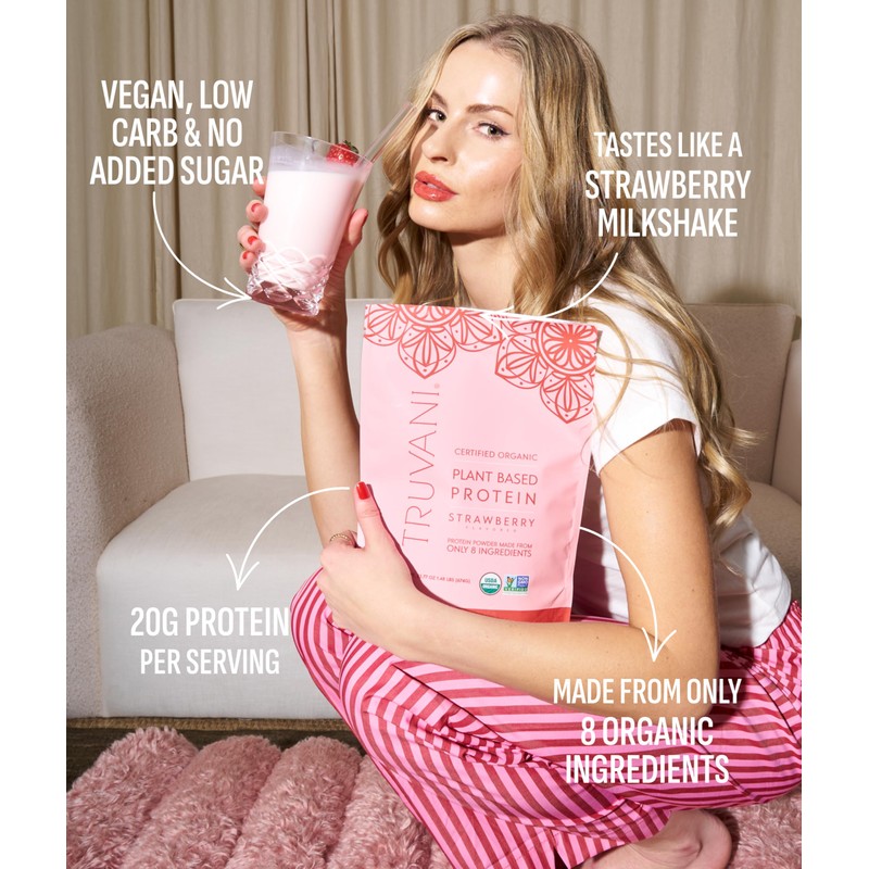 Truvani Vegan Pea Protein Powder | Strawberry | 20g Organic