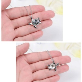 PRAYMOS Animal Necklace Turtle/Flamingo/Shark Opal Abalone Pendant 925 Sterling Silver Chain Gifts for Women Girls, Sterling Silver, Opal