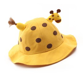Toddler Bucket Hat Cute Giraffe Hat Outdoor Breathable Sun Hat for 2-4 Years Old Kids (Yellow)