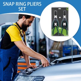 Circlip Pliers - 7 inch Snap Ring Pliers Set | Heavy Duty Removal Tool Spring Retaining Clamps Accessories for Bearings, Automotive & Motorcycles