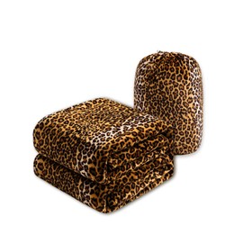 Leopard Print Flannel Oversized King Blanket(120x120 Inches) with Storage Pouch,300 GSM California Fuzzy Blanket for Bed,Sofa,Couch, Extra Large Super Soft Fleece 10x10 Huge Blanket for Whole Family