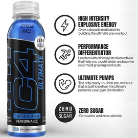 Cellucor Cellucor C4 Ultimate Non-Carbonated Zero Sugar Energy Drink, Pre Workout Drink + Beta Alanine, 12 Fl Oz (Pack of 12)