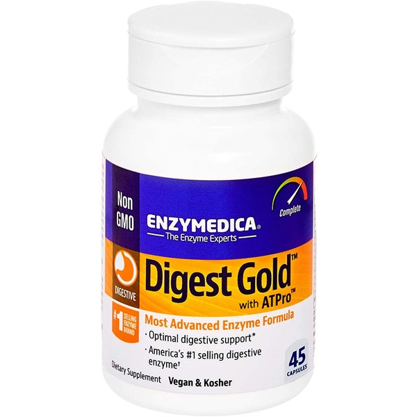 Enzymedica, Digest Gold + ATPro, Maximum Strength Enzymes, 45 Capsules (FFP)
