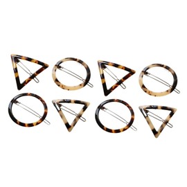 LIFKOME 2sets Geometric Hair Pin Acrylic Clip Round Bang Clip Leopard Barrette for Women 4pcs*2