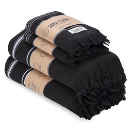 Sand Cloud Turkish Bath Towels Bundle for Bathroom, Set of 4 (Classic Seaglass) - Large Size - 100% Certified Organic Cotton Yarn is Lightweight, Soft & Absorbent - Premium Bath Towels Dry Faster