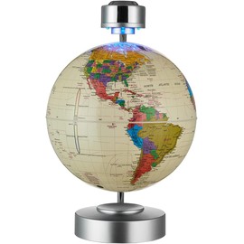 Magnetic Levitation Globe, 8" Mag Lev Earth Globe, Suspended Auto Dual-Rotation, Touch-Controlled LED Light, Suitable for Decorative Ornaments, Business, Holiday Gifts (White)