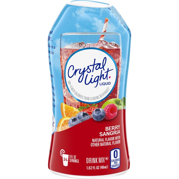 Crystal Light - Mezcla líquida de bebidas, sangría, fruta del bosque (botella de 48 ml), paquete de 2