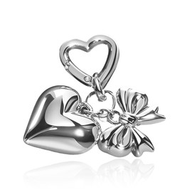 Purse Charms for Handbags Silver Bag Charms with Heart & Bow Keychain Accessories Detachable Car Keychain Jewelry for Women Elegant Decorative Handbag Charms Aesthetic Key Chain Charm