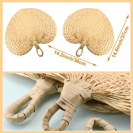 Chunful 15 Pieces Raffia Hand Fan Wedding Woven Fans Natural Palm Leaf Manual Handheld Fan Bulk for Wedding Summer Cooling Supplies Farmhouse Wall Decor Party Favors