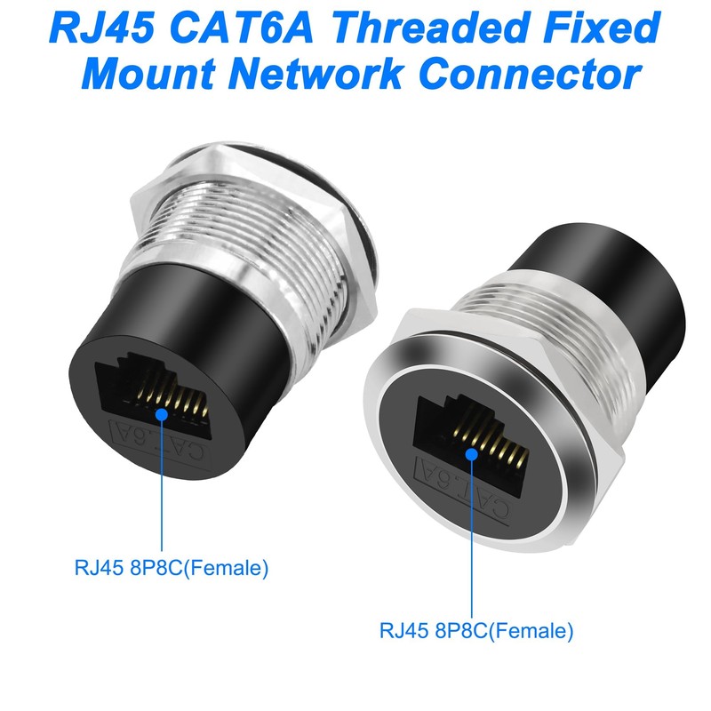 XMSJSIY RJ45 CAT6A Panel Mount Adapter Threaded Fixed Mount Coupler