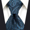 [S&W SHLAX&WING] Men's Necktie Set Necktie Paisley Dark Blue Turquoise,